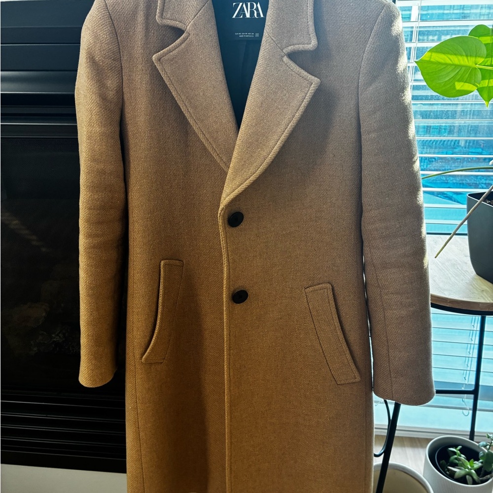 Zara women Tan mixed Wool Coat
